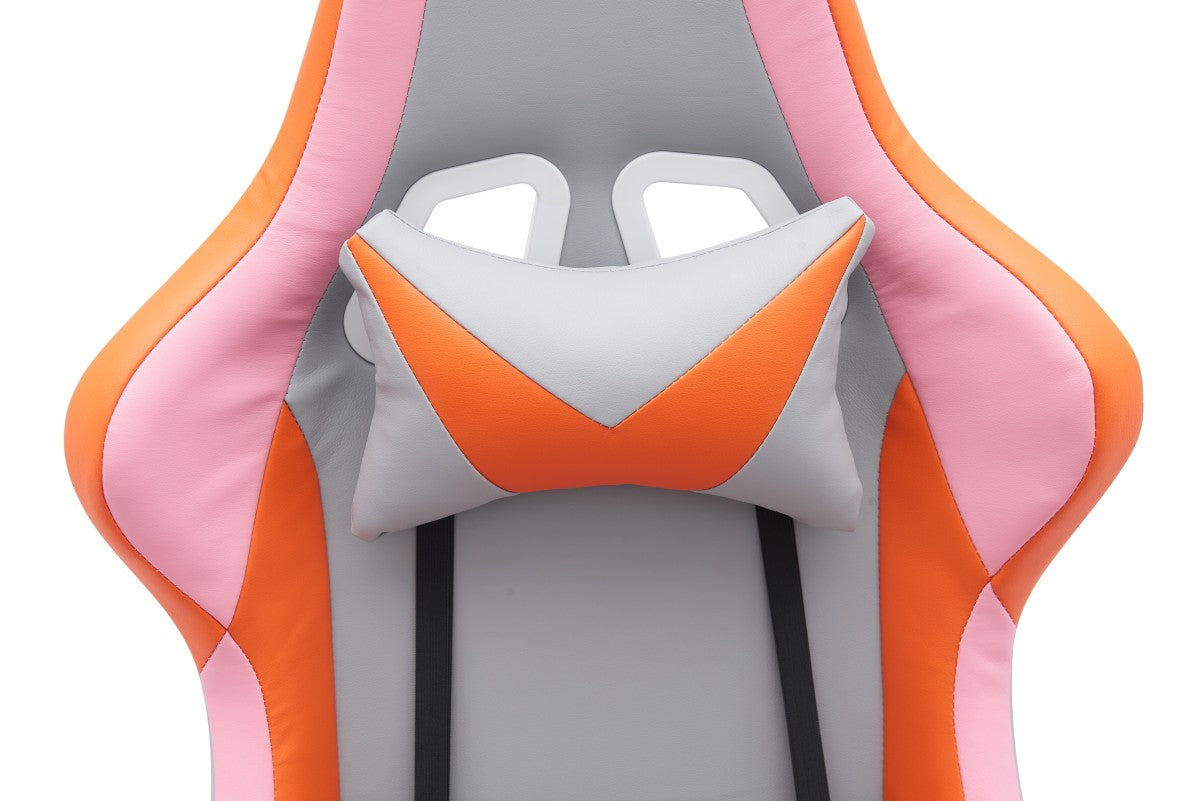 Premium Ergonomic Gaming Chair - Grey & Orange Racing Style with Lumbar Support - Perfect for PC, Console Gaming & Home Office Setup