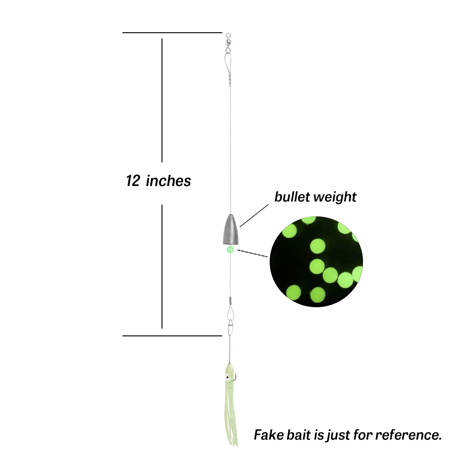 Premium Carolina Fishing Rigs - 12 Inch Steel Leaders with 1/6oz, 1/4oz, 1/2oz Weights (10 Pack) - Pre-Rigged Bass & Catfish Setup for Freshwater & Saltwater Fishing