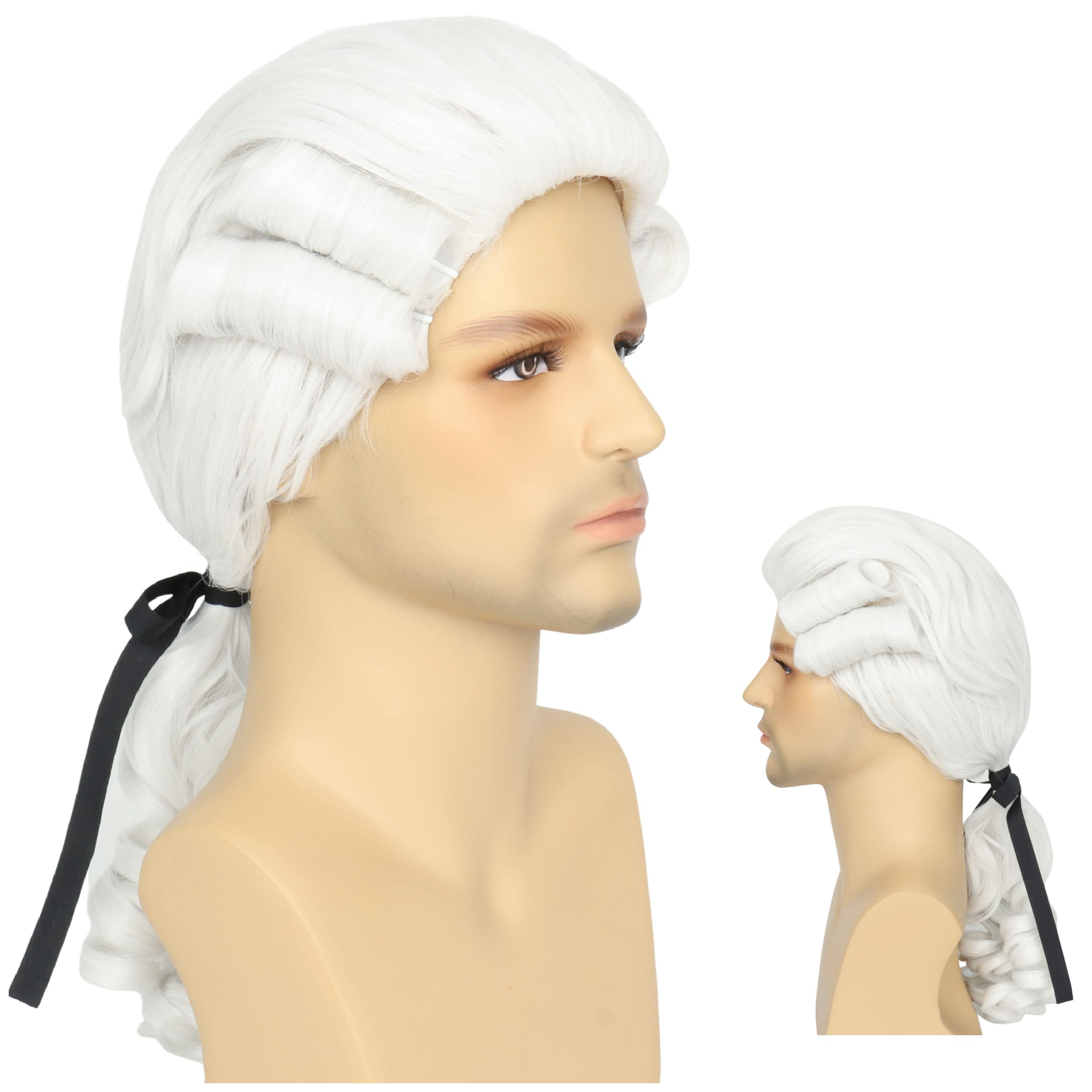 Colonial Judge Wig for Men - White Powdered Costume Wig for Halloween, Cosplay, and Themed Parties - Perfect for Historical Reenactments and Costume Events
