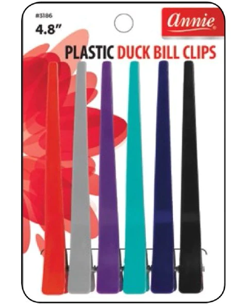 Annie Plastic Duck Bill Clips 6-Pack #3186 - Hair Styling Accessories for Kids & Adults, Perfect for Ponytails, Braids, and Hair Styling
