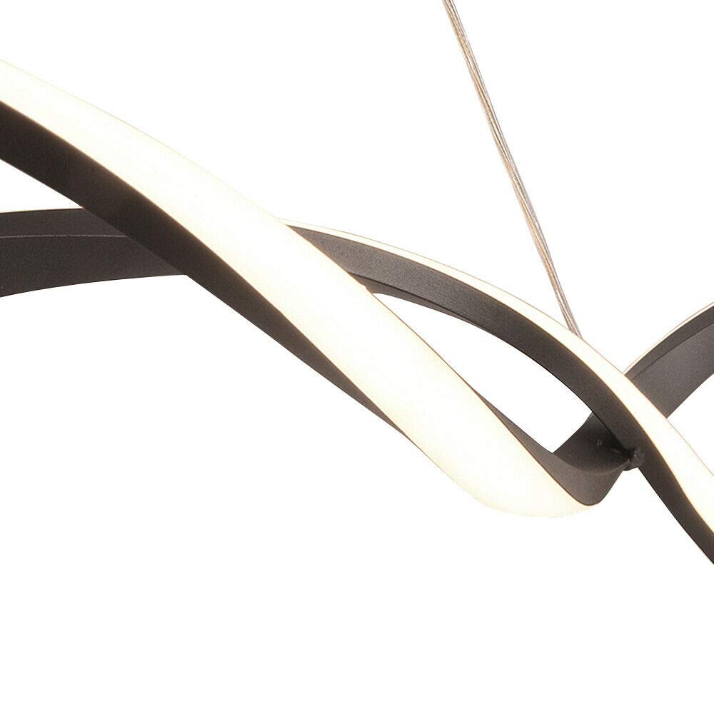 Modern Wave LED Pendant Light with Dimmable Remote Control - Contemporary Hanging Chandelier for Kitchen Island, Dining Room & Living Room Lighting - Energy Efficient LED Fixture for Home Decor