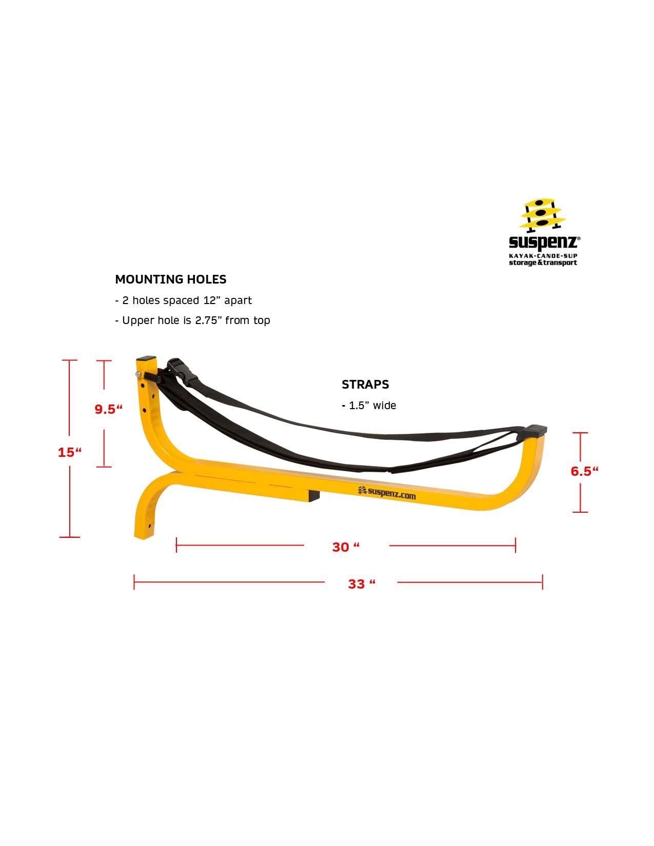 Suspenz Flat Rack - Premium Hanging Storage Rack for Kayaks, Bikes, and Outdoor Gear - Space-Saving Garage and Shed Organization Solution