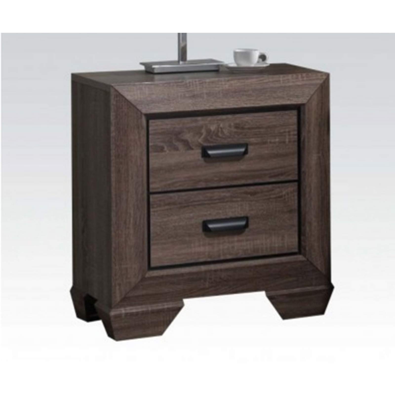 Rustic Gray Nightstand with 2 Drawers - Traditional Bedside Table for Bedroom, Living Room, Office & Dorm - Weathered Wood End Table with Storage - Perfect for Small Spaces & Home Decor