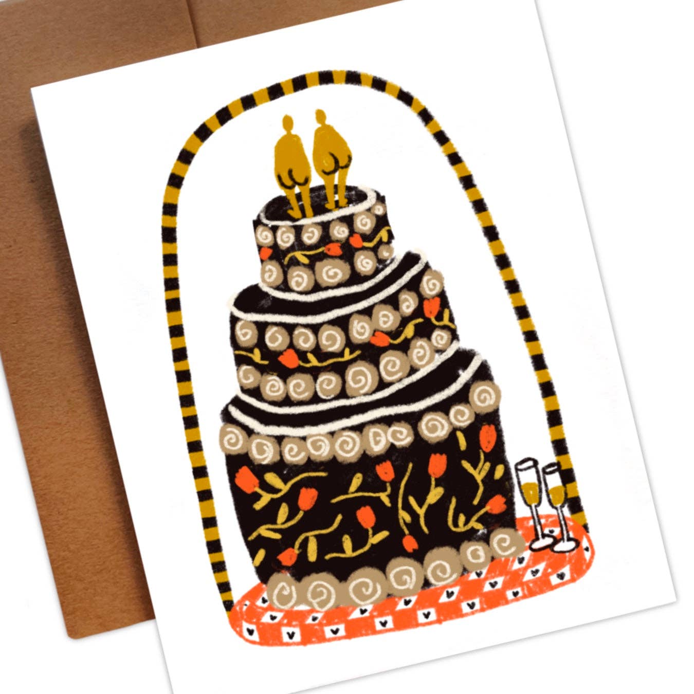 Elegant Wedding Cake Greeting Card - Perfect for Anniversaries, Bridal Showers & Special Occasions - Handmade with Love for Couples