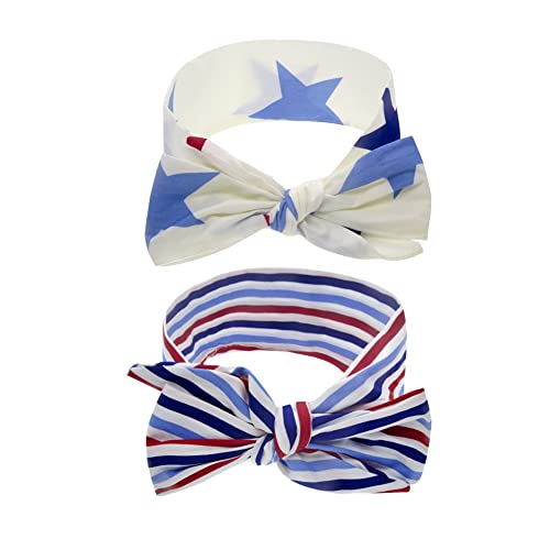 USA Flag Baby Headbands - Soft Elastic Hair Bands for Newborn, Infant & Toddler Girls - Perfect for Holidays, Parties & Photo Shoots