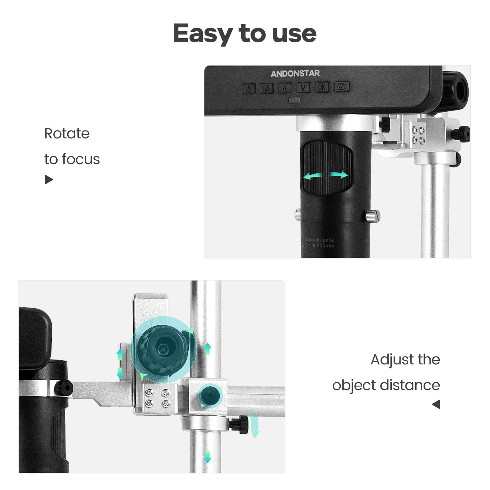 Andonstar AD246-M Digital Microscope with 3 Lenses - 7 Inch LCD 500x Magnification, 1080P FHD Video Recording, 32GB Card Included - Perfect for Soldering, Coin Inspection, Biology Studies & Electronics Repair