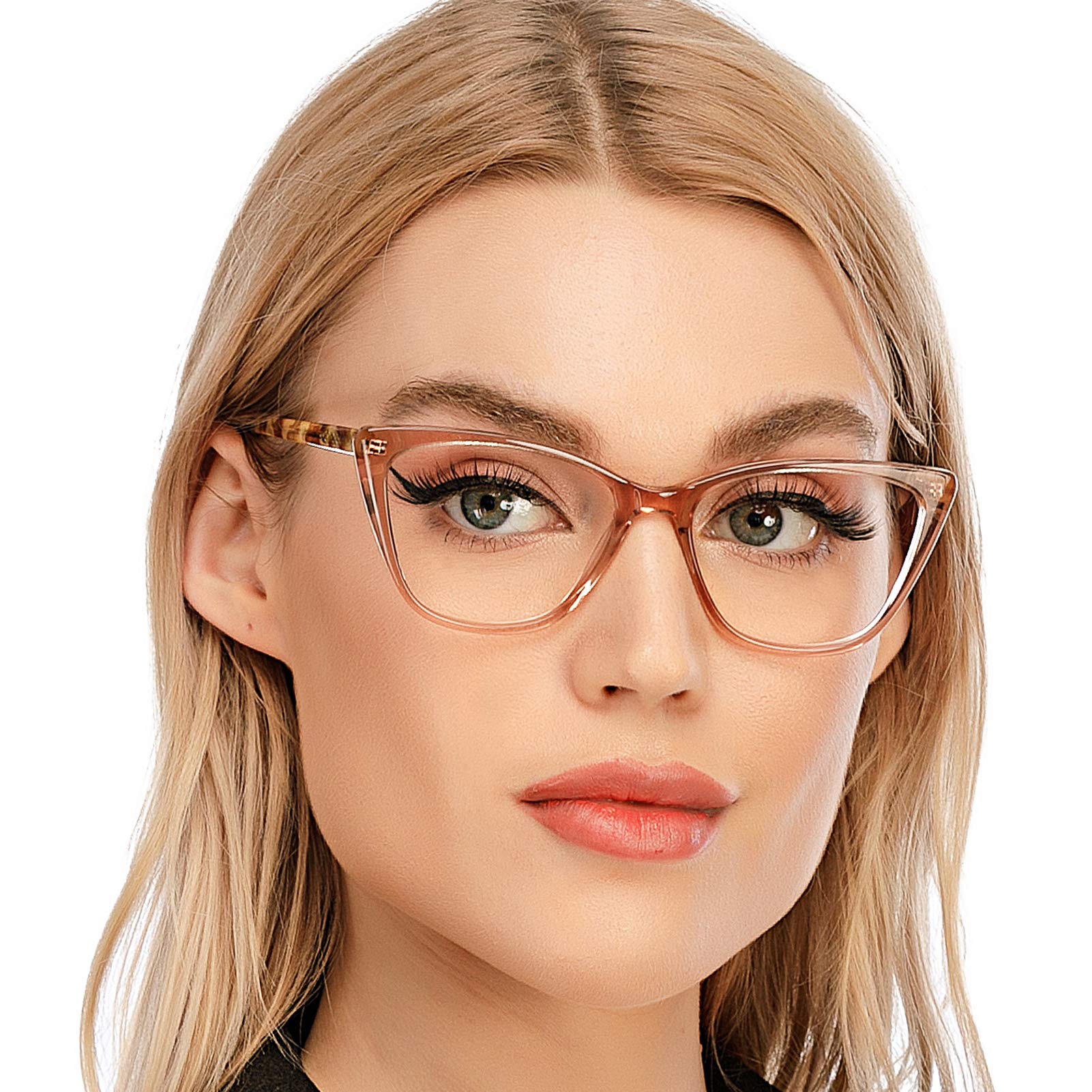 AQWANO Blue Light Blocking Reading Glasses for Women - Cateye Computer Glasses with 1.25 Magnification, Stylish Oversized Designer Frames, Anti Glare & UV Protection in Champagne Gold | Perfect for Office Work, Screen Time & Night Reading