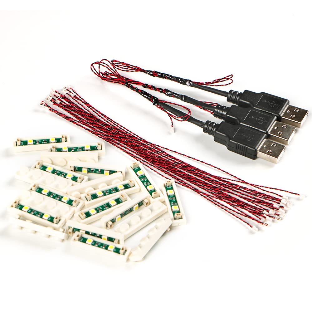 20pcs 1X4 LED Lighting Kit - USB Powered DIY Bricks City Building Blocks - Compatible with Lego 3710 (Warm White) - Perfect for Home Decoration, Model Lighting and Creative Gifts