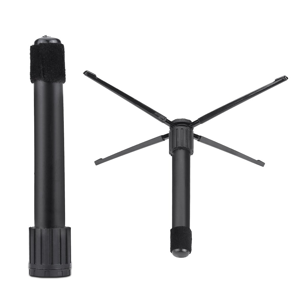 Portable Foldable Flute Stand Holder - Adjustable Tripod Support for Clarinet, Oboe & Woodwind Instruments | Lightweight Metal Design (4 Feet, Black) | Perfect for Band Practice, Music Lessons & Stage Performances