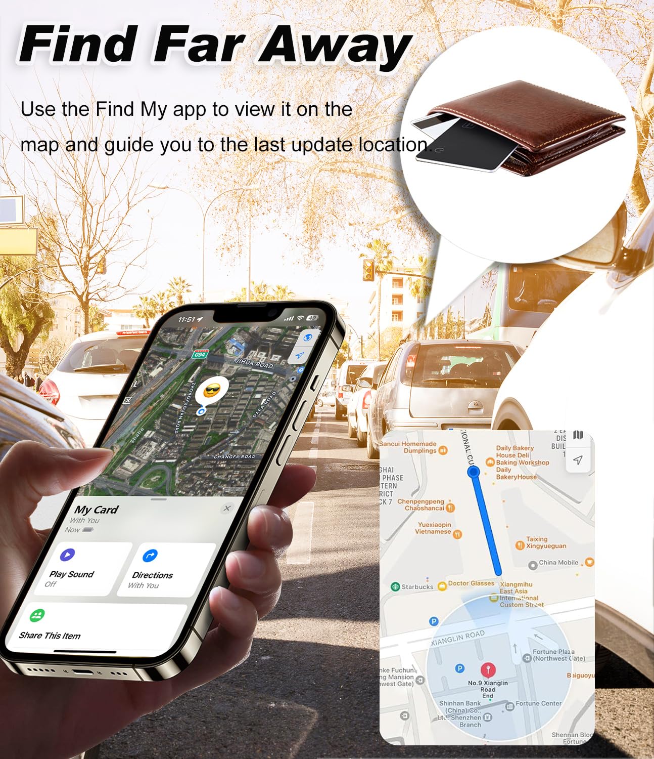 Wallet Finder Tracker Card - Wireless Charging Smart Tracker for Apple Find My (iOS) | IP68 Waterproof | Locate Wallet, Luggage, Car Keys & Backpack | Perfect for Travel, Work & Daily Use