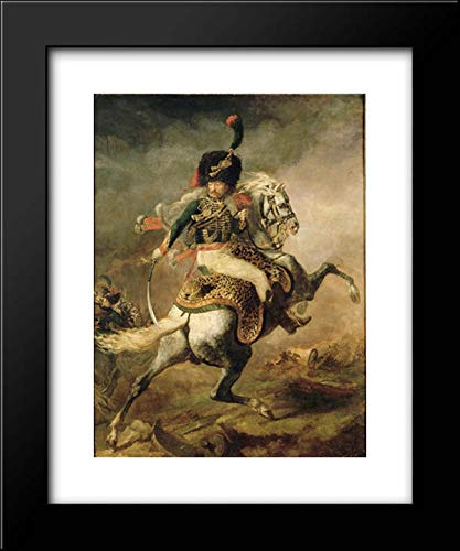 Theodore Gericault Officer Of The Chasseurs Charging On Horseback - 20x24 Framed Art Print - French Military Equestrian Painting - Home & Office Wall Decor