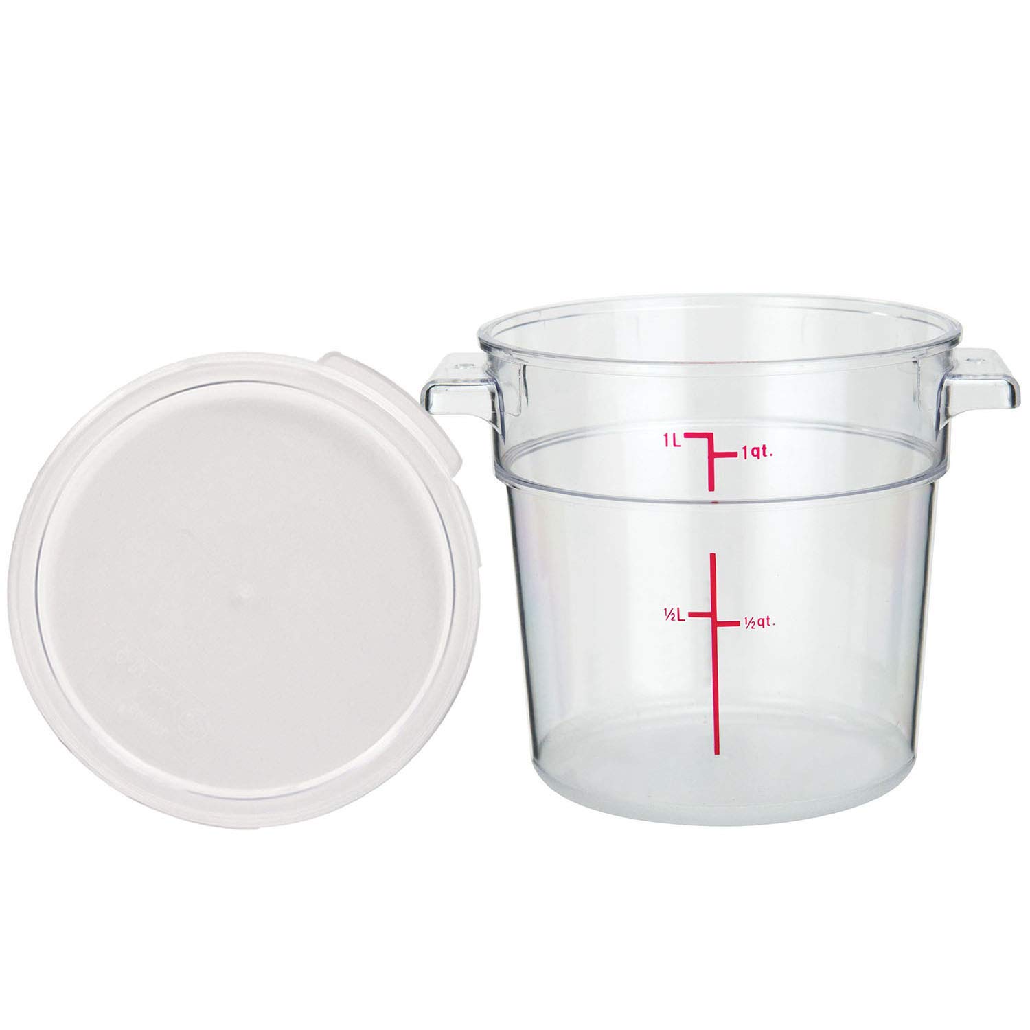 Tiger Chef 1 Quart Clear Polycarbonate Food Storage Containers with Lids - Commercial Grade Round Meal Prep Containers for Restaurant, Kitchen & Home Use