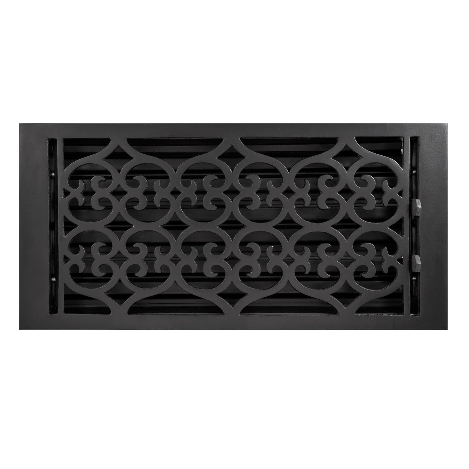 6x14 Inch Cast Iron Floor Register with Damper - Victorian Style HVAC Vent Cover for Home Heating & Cooling Systems - Perfect for Living Rooms, Bedrooms & Historic Home Renovations