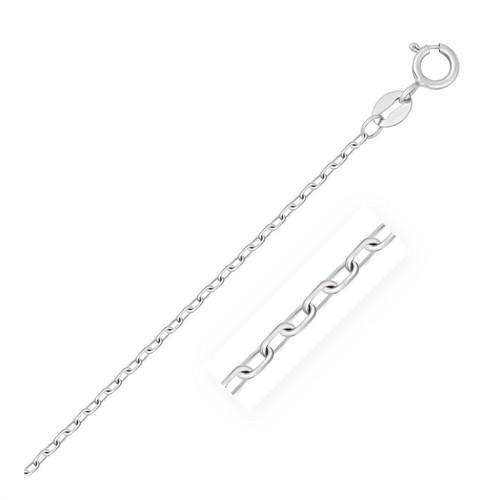14K White Gold Faceted Cable Link Chain Necklace - 1.3mm Thin, 20 Inch Length, Dainty & Elegant Jewelry for Women - Perfect for Everyday Wear, Layering, or Special Occasions