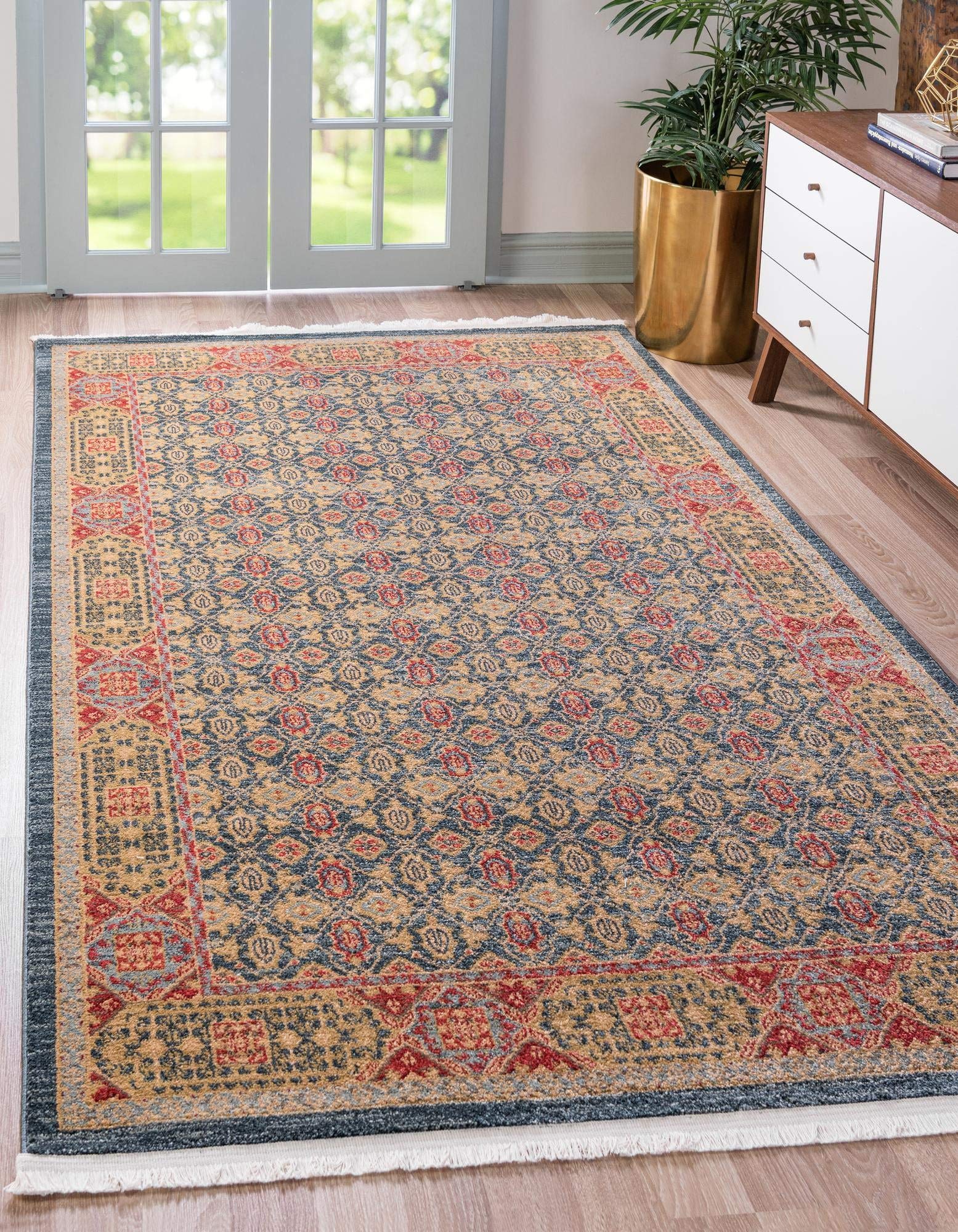 Premium Amina Collection 9' x 12' Navy Blue Flatweave Rug - Soft Modern Area Rug for Living Room, Dining Room & Open Floor Plans - Durable & Stylish Home Decor for Family Gatherings & Entertaining Guests