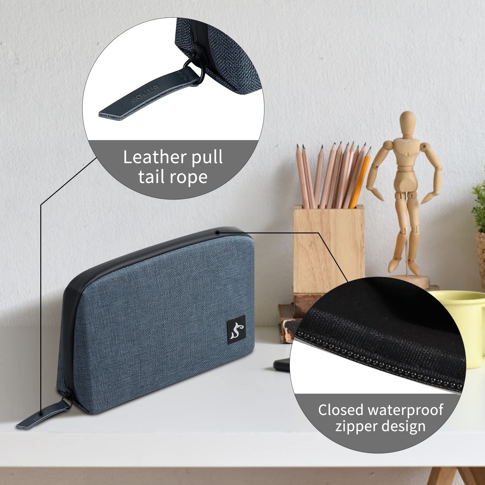 Waterproof Electronic Organizer Travel Case - Large Blue Cable Storage Bag for Chargers, Power Banks & Hard Drives | Perfect for Travel, Office & Home Organization