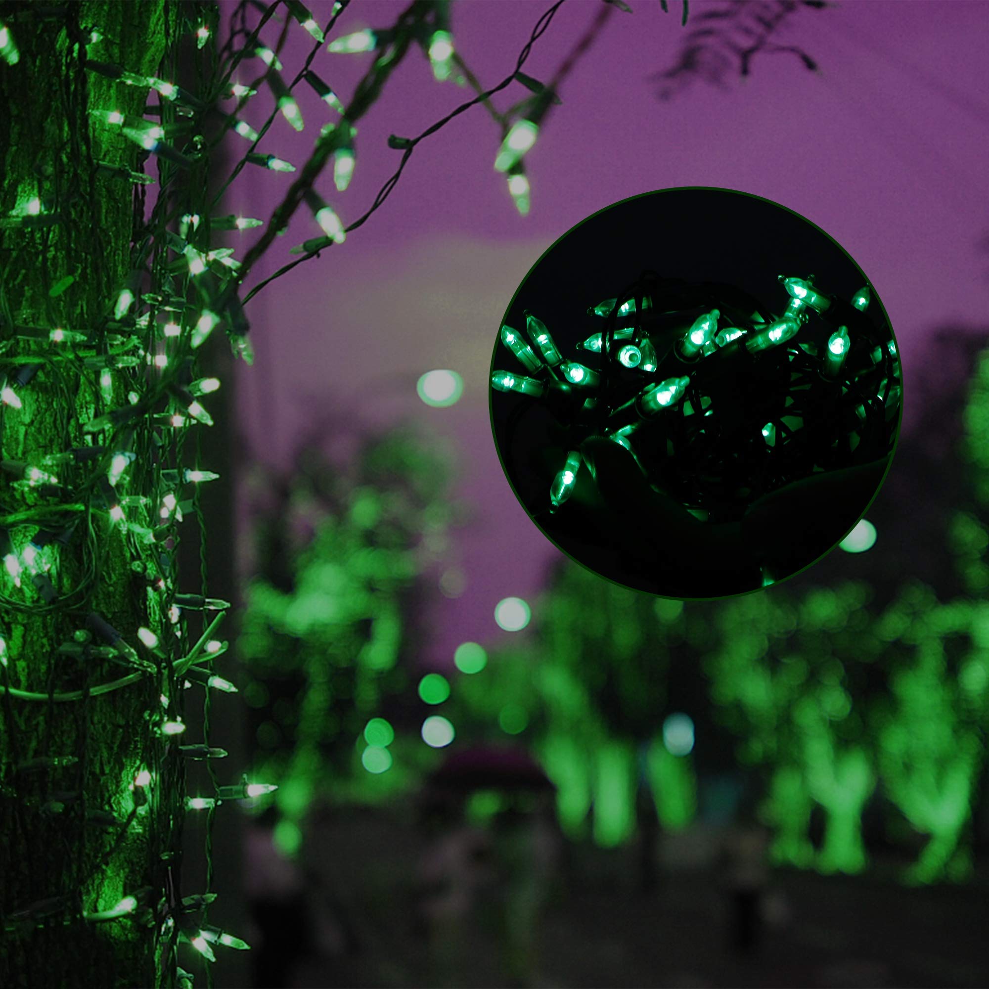 Twinkle Star St. Patrick's Day Green LED String Lights - 2 Pack 16FT 50 LED Waterproof Fairy Lights for Indoor/Outdoor Use, Battery Powered Shamrock Party Decorations - Perfect for Patio, Garden, Christmas Tree, Wedding & Holiday Decor