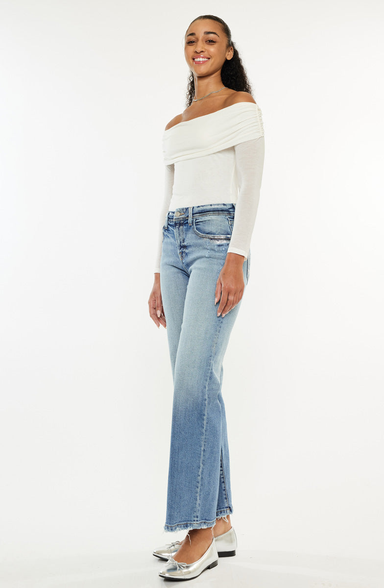 Veronica Premier High Rise Slim Wide Leg Jeans for Women - Stretchy Denim Pants with Comfortable Fit - Perfect for Casual Outfits, Office Wear & Night Out