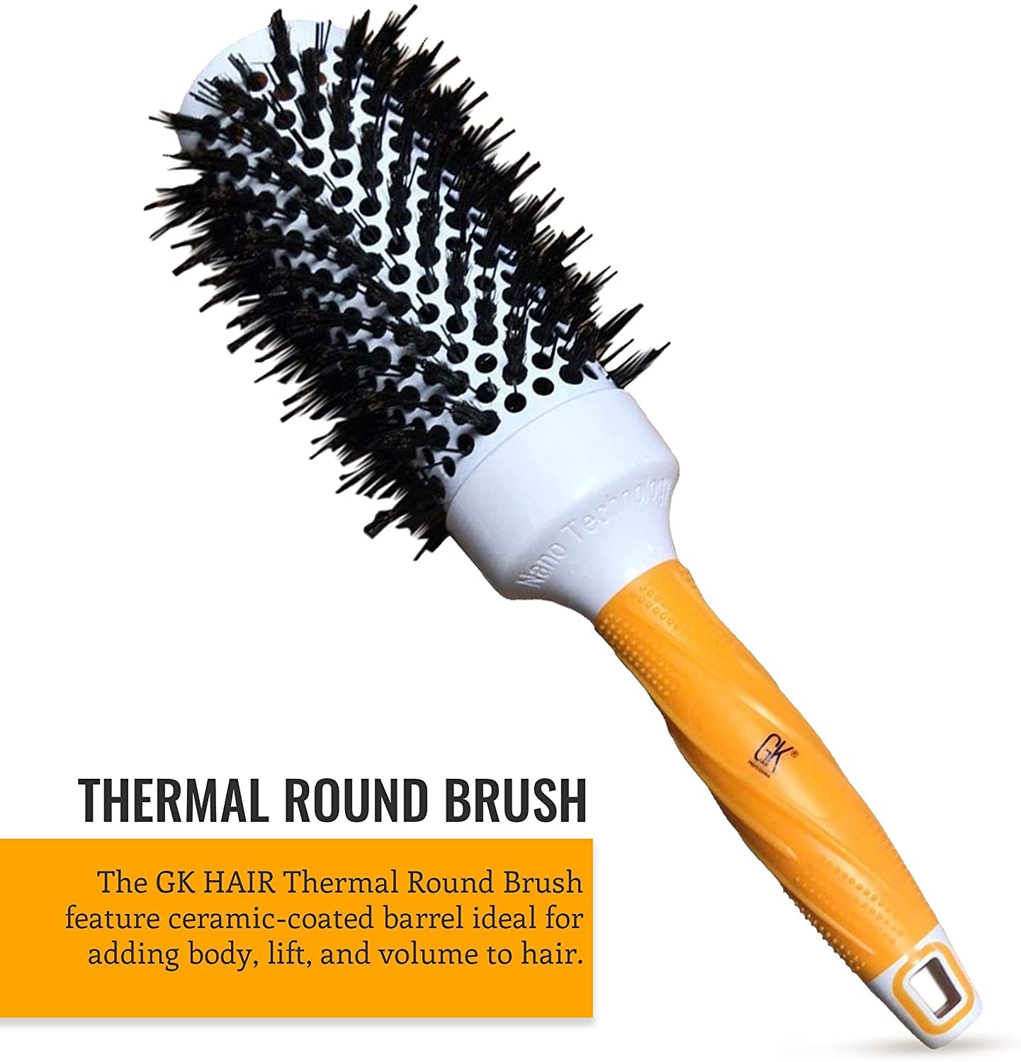 GK HAIR Global Keratin Thermal Round 43mm Hair Brush for Blow Drying, Styling, Curling & Straightening | Professional 1000ml (33.8 Fl Oz) Hair Smoothing Treatment | Perfect for Salon, Home Use & Travel Styling