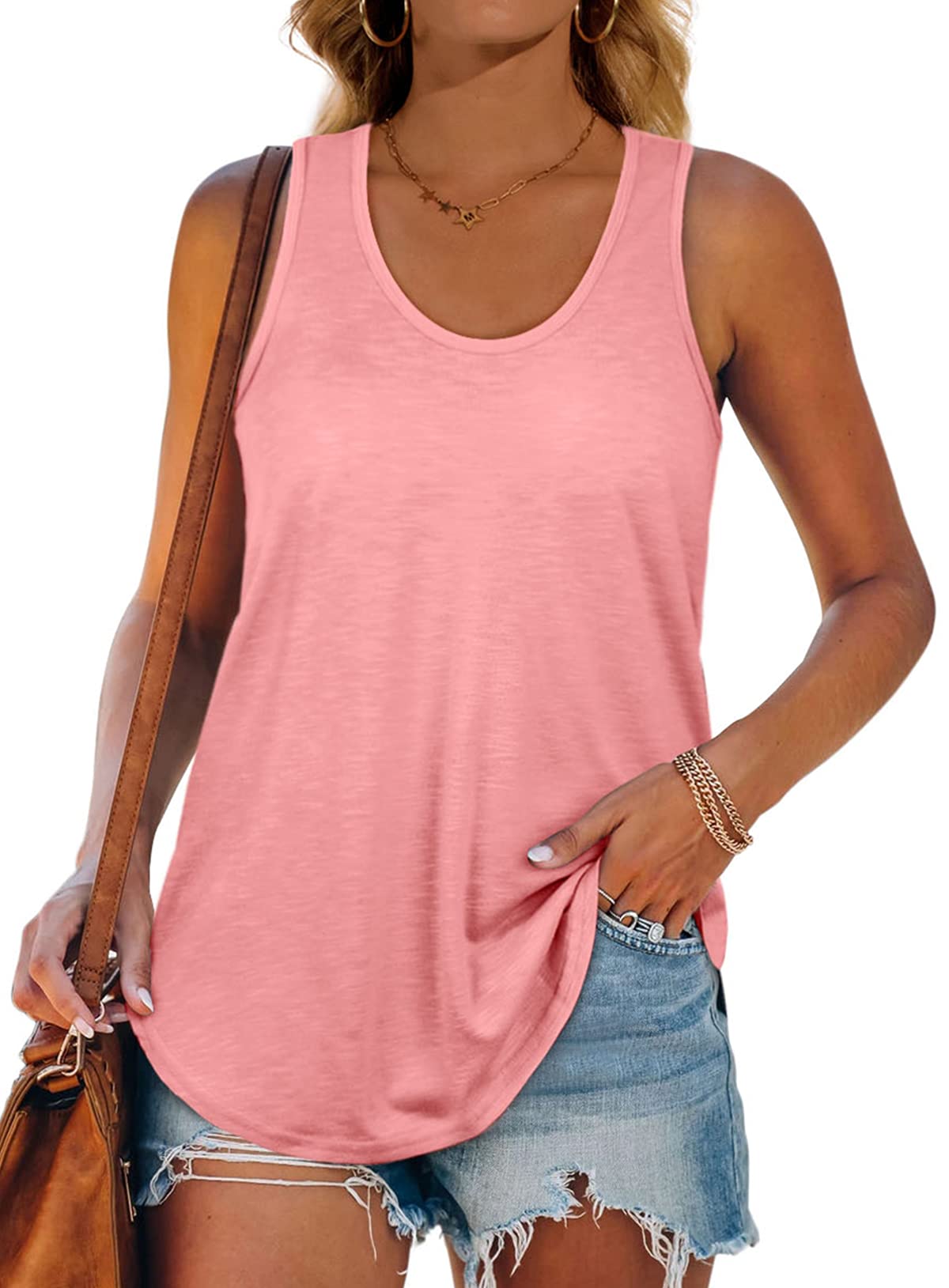 Women's Racerback Tank Tops - Loose Fit Summer Shirts for Casual Wear, Gym & Outdoor Activities