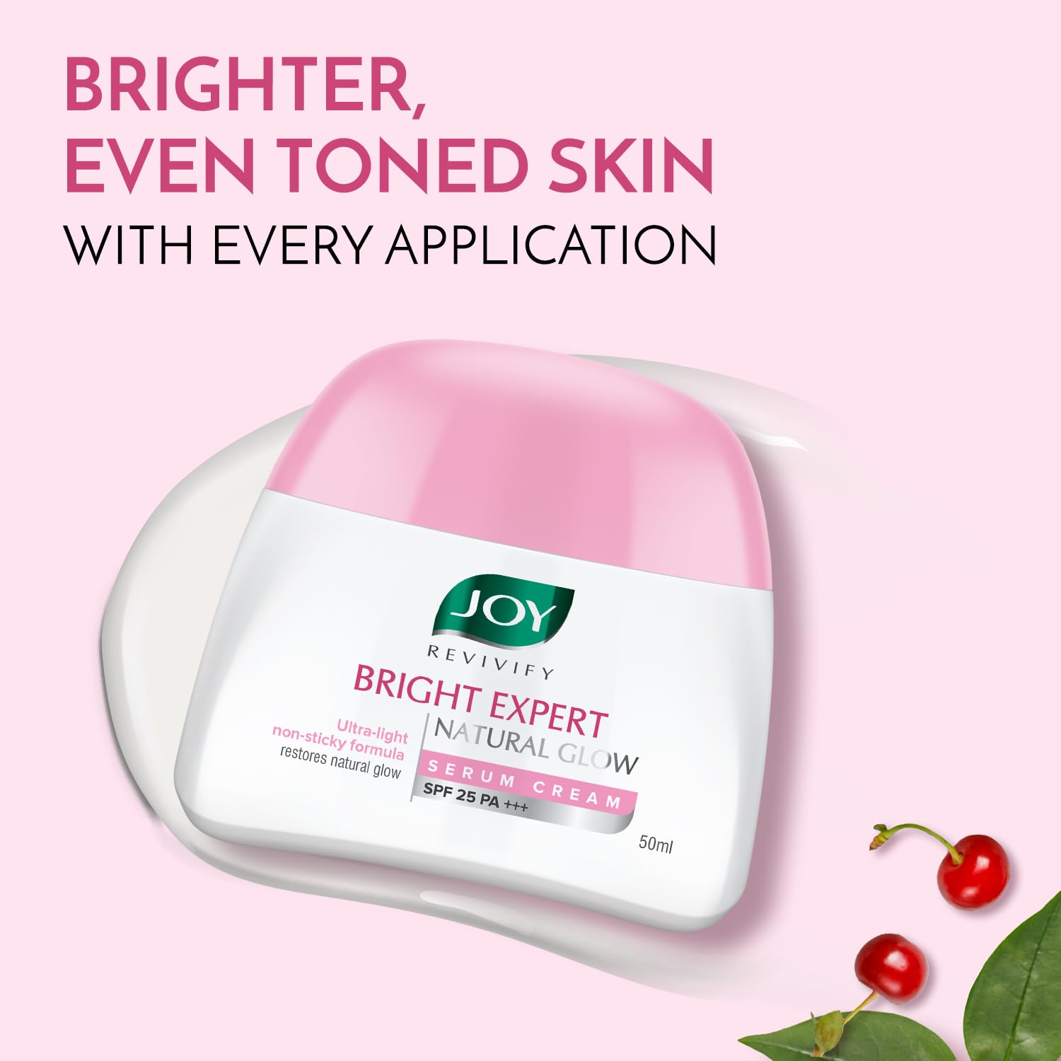 Joy Brightening Face Cream with SPF 25 PA+++ & Niacinamide - Ultra Light, Non-Sticky Moisturizer for Natural Glowing Skin | Sun Protection & Hydration | Perfect for Summer, Daily Use & Travel | 50ml