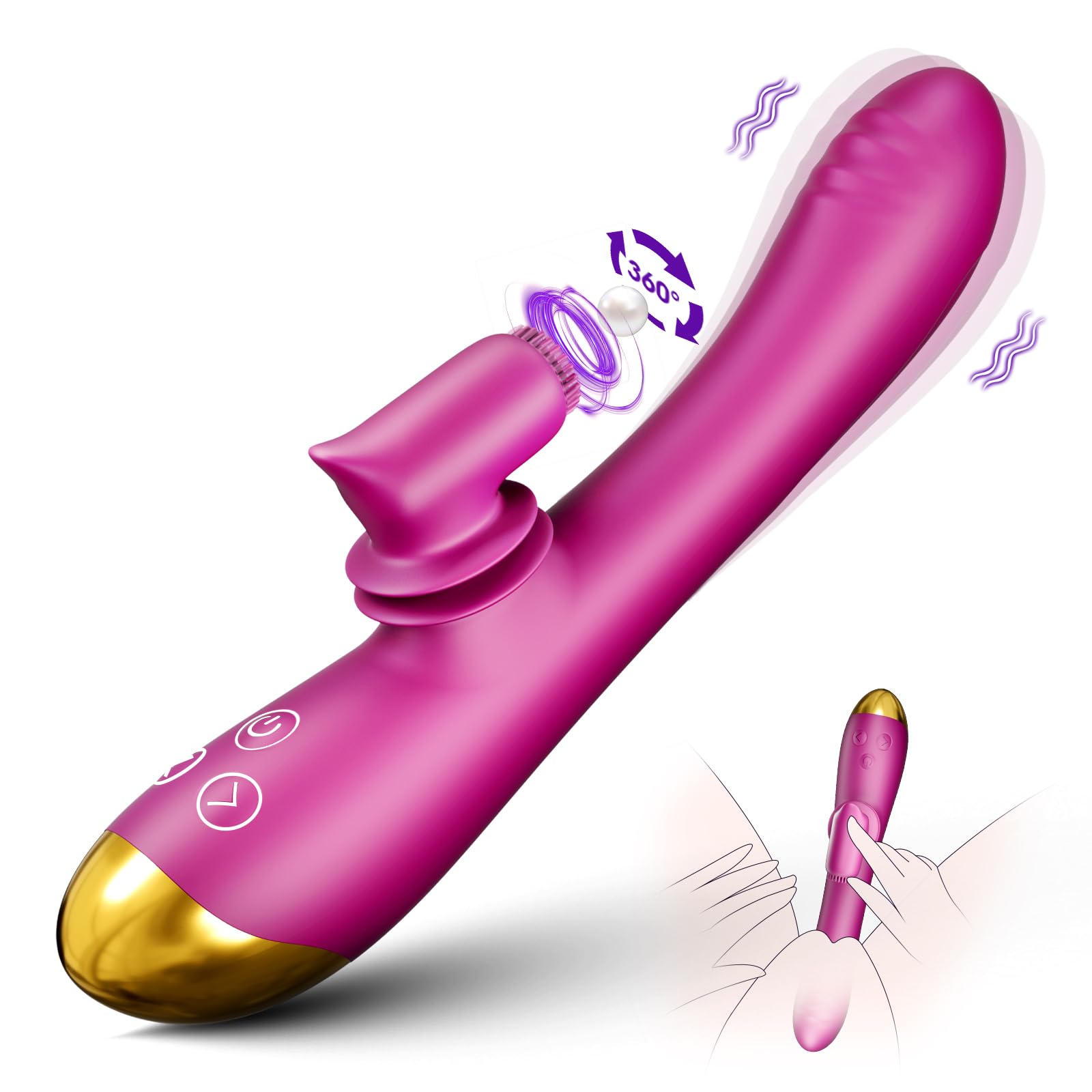 Premium G-Spot Vibrator & Dildo - 2 in 1 Dual Stimulation Adult Sex Toy for Women with 8 Vibration Patterns & 3 Thrusting Modes - Waterproof Clitoral, Nipple & Anal Stimulator - Perfect for Solo Play & Couples Intimacy