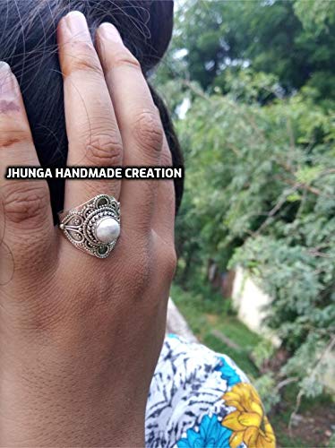 Healing White Howlite Ring - 925 Sterling Silver Bohemian Gypsy Ring with Turquoise Accents | Vintage Southwestern Style Promise Ring | Perfect Bridesmaid Gift, Buffalo Jewelry for Women - Ideal for Spiritual Healing, Boho Fashion & Special Occasions