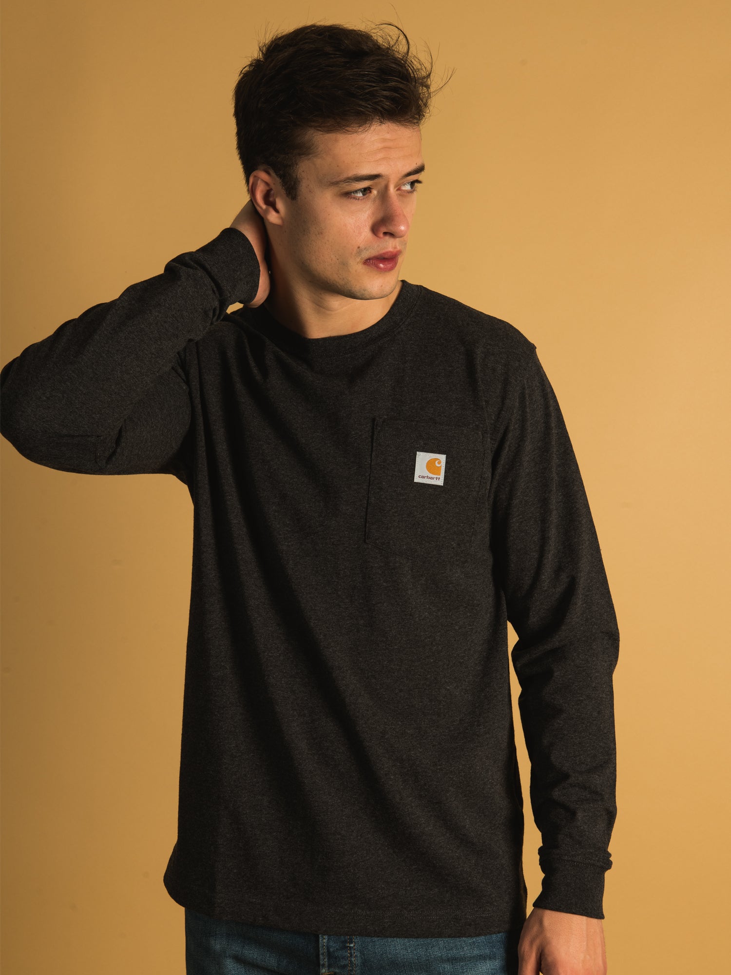 Carhartt Pocket C Long Sleeve Graphic Tee - Men's Workwear Shirt for Construction & Outdoor Activities - Clearance Sale