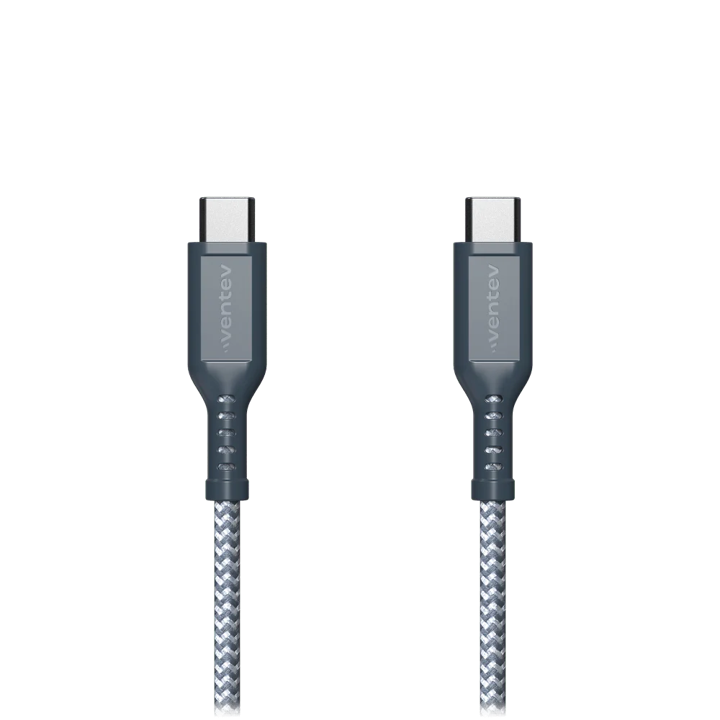 Ventev Braided USB-C to USB-C Cable 1.8M (6ft) - Fast Charging & Data Sync for Phones, Laptops & Tablets - Perfect for Home, Office & Travel
