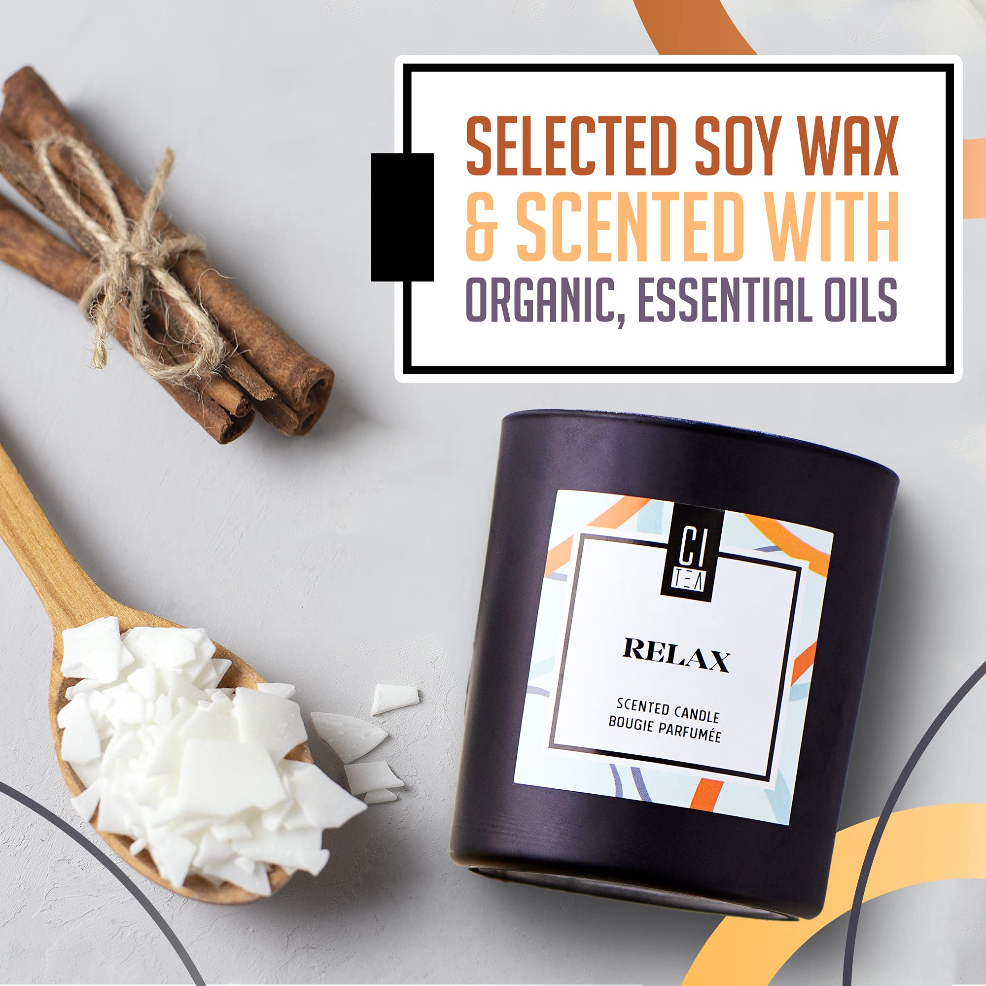 100% Natural Soy Wax Scented Candle - Sandalwood & Musk Aromatherapy for Stress Relief, 8oz Large Candle with Essential Oils | Perfect for Relaxation, Meditation, Yoga & Home Spa