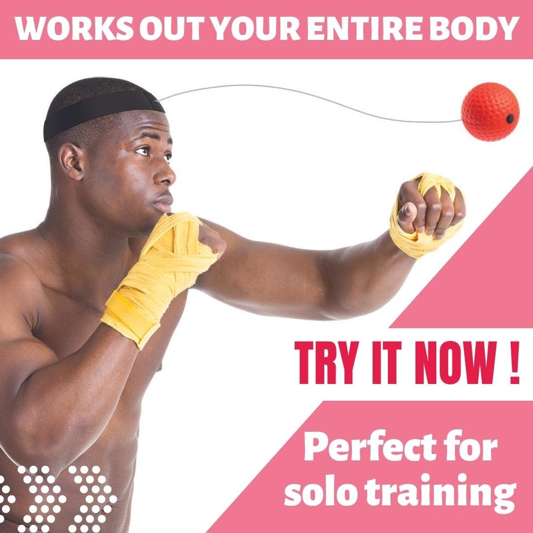 React Reflex Ball Training Set - Boxing Reflex Ball with Adjustable Headband for Men & Women - Improve Hand-Eye Coordination & Full-Body Workout - Perfect Boxing Gift for Fitness Enthusiasts | Great for Home Gym, Boxing Training & Stress Relief