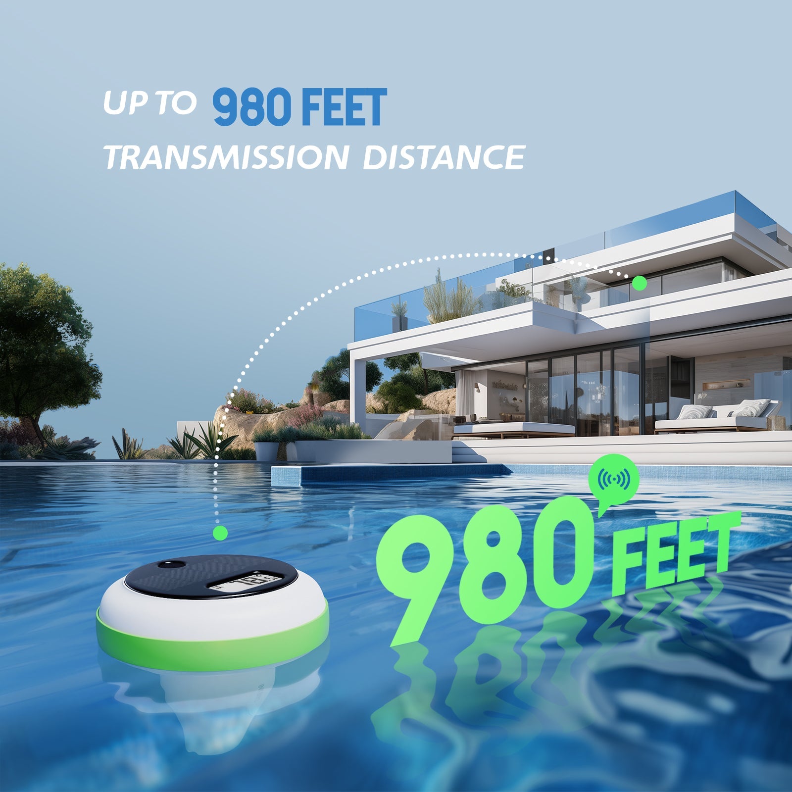 Wireless Pool Thermometer Set IBS P03R - Digital Floating Water Temperature Sensor for Swimming Pools, Spas & Hot Tubs - Perfect for Backyard, Vacation Homes & Pool Maintenance
