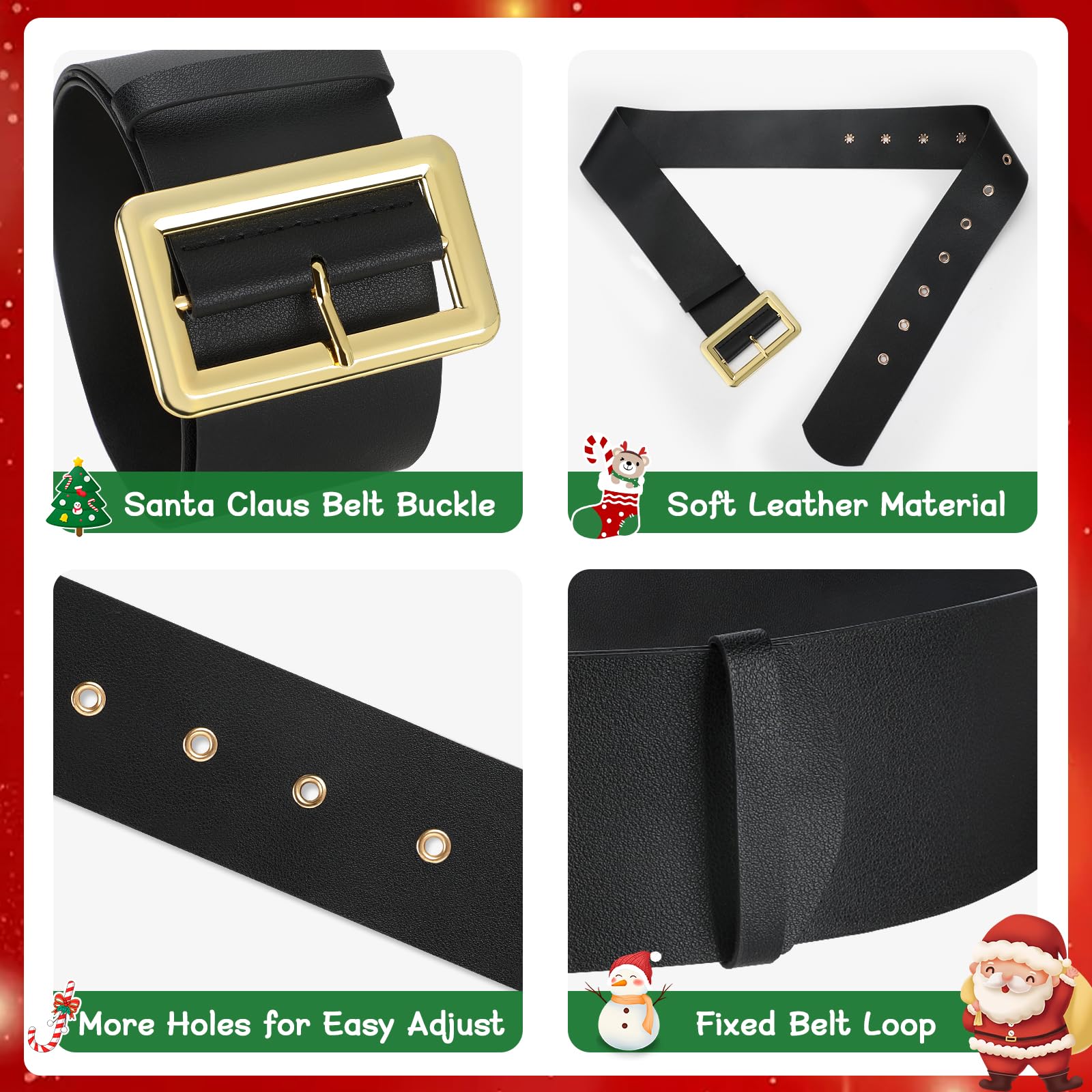 JASGOO Kids Santa Belt - Adjustable Christmas Pirate Costume Belt for Boys & Girls - Perfect for Halloween, Christmas Parties & Dress-Up Play