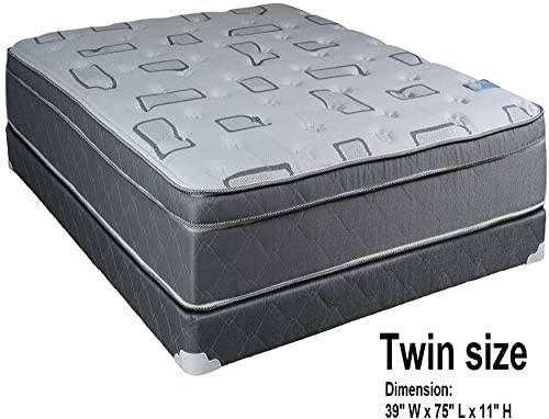 DS Solutions USA Twin Size Medium Plush Eurotop Mattress Set with Mattress Cover Protector - Natural Innerspring Coils, Orthopedic Sleep Support System for Back Pain Relief, Durable & Longlasting - Perfect for Guest Rooms, Kids' Beds & College Dorms