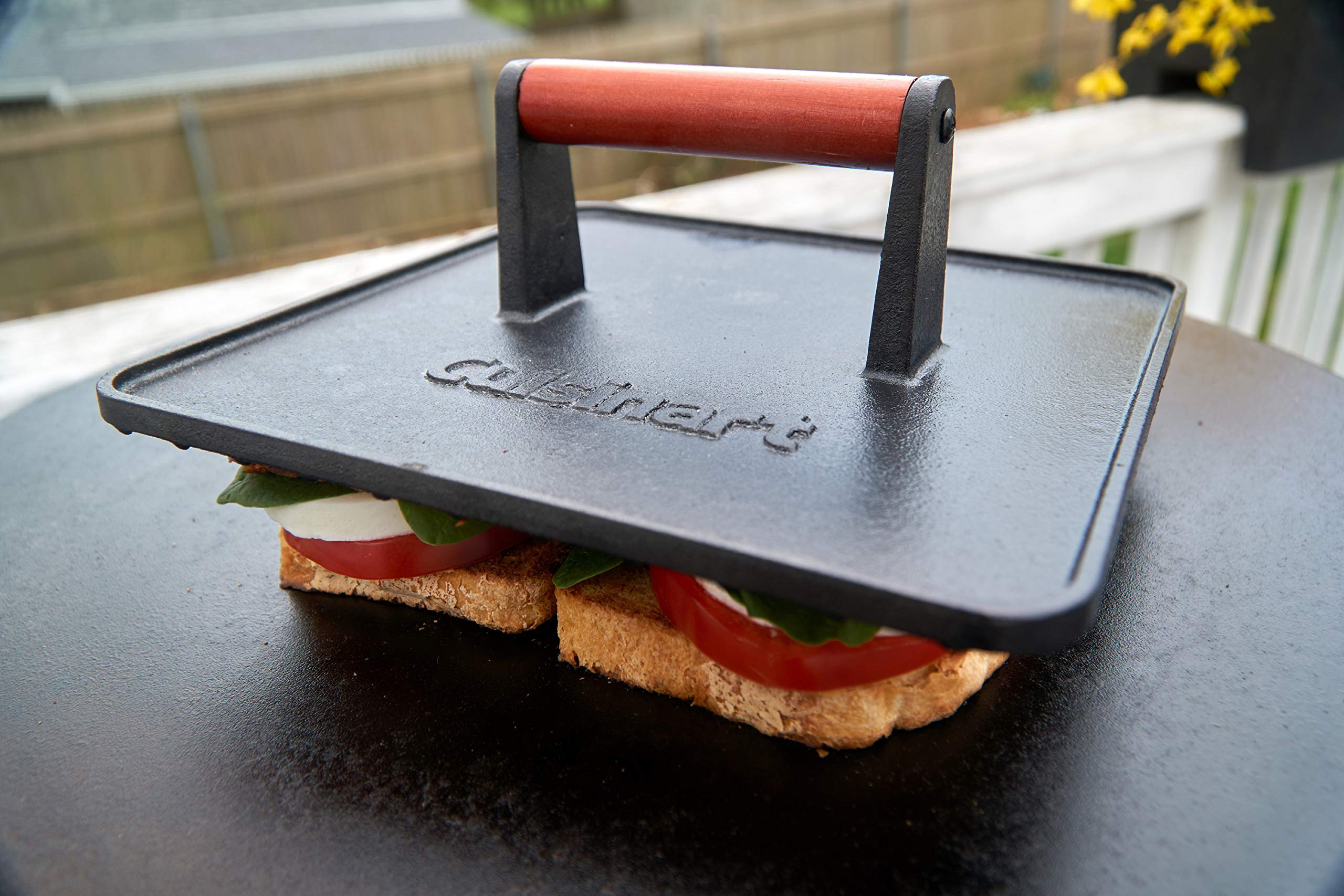 Cuisinart CGPR-223 XL Heavy Duty Cast Iron Griddle Press for Burgers, Sandwiches & Paninis - Perfect for Grilling, BBQ & Outdoor Cooking