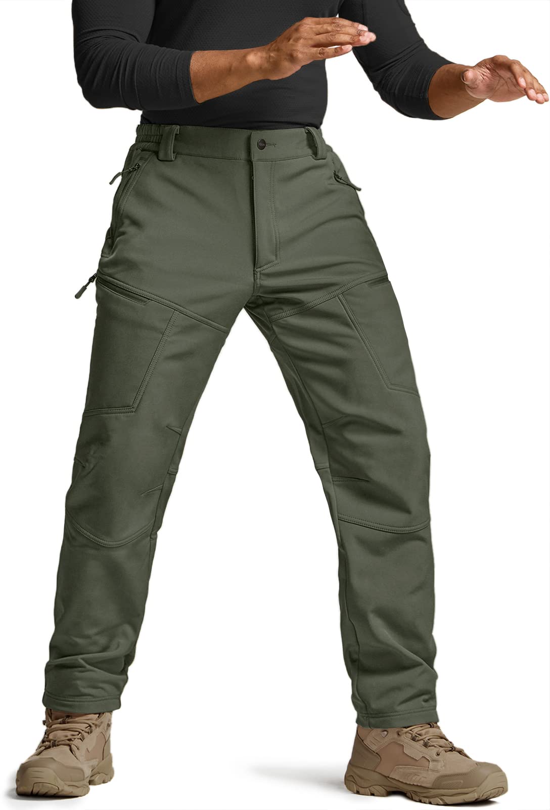 CQR Men's Winter Tactical Pants - Fleece Lined Outdoor Cargo Pants for Skiing, Snow & Hiking | Waterproof Cold Weather Work Pants for Hunting, Camping & Winter Sports