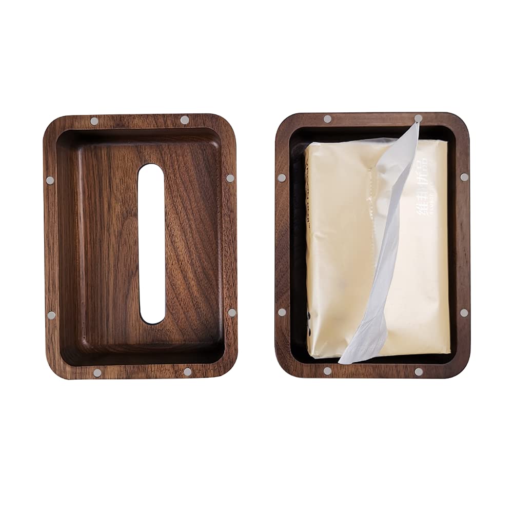 Premium Black Walnut Wood Tissue Box Cover - Handcrafted Solid Wood Rectangle Tissue Holder with Durable Finish | Perfect for Living Room, Bedroom, and Office Decor