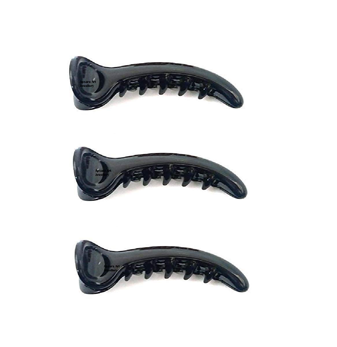 KGR SPLASH Black Large Glossy Banana Hair Clips for Women & Girls - Pack of 3 | Perfect for Ponytails, Braids & Updos
