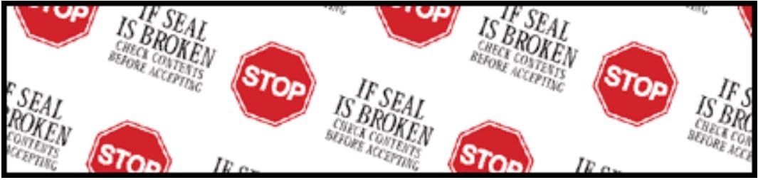 Printed Security Tape 'Stop if Seal is Broken' 2 Inch Wide x 3000 Feet - Case of 6 Rolls - Perfect for Package Sealing, Shipping Protection & Tamper Evidence