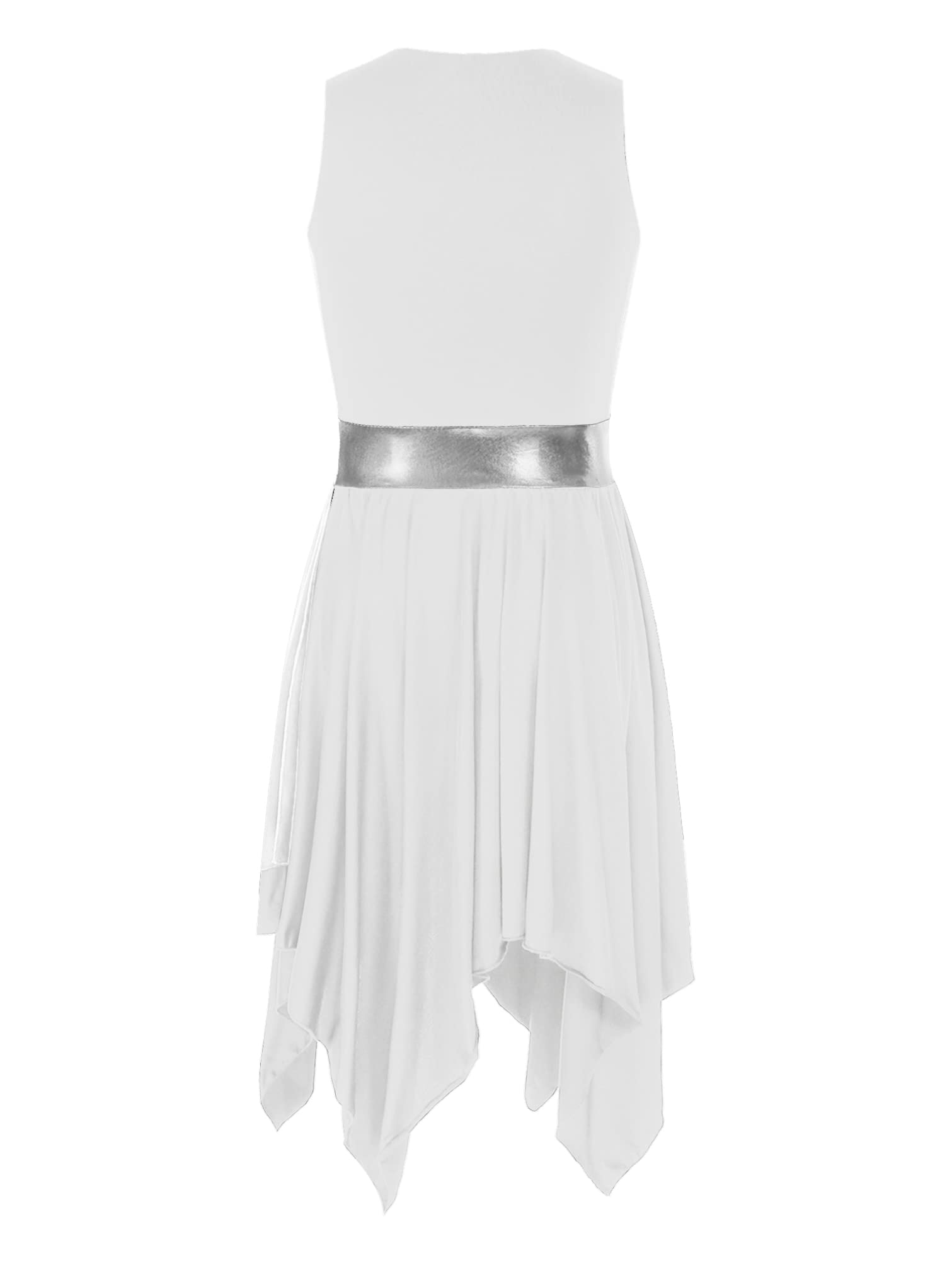 iiniim Women's Sleeveless Color Block Worship Dance Dress - Lyrical Praise Dance Costume with Irregular Hem for Church Performances & Spiritual Events