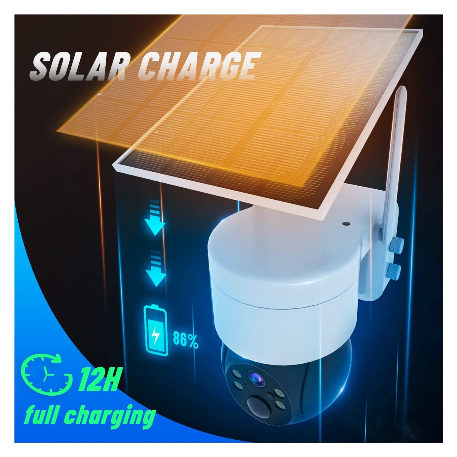 2.5K 4MP Solar Security Camera Outdoor - Wireless WiFi IP Camera with 128GB Storage, Long Battery Life & Night Vision for Home Surveillance - Perfect for Backyard, Garage & Perimeter Security Monitoring