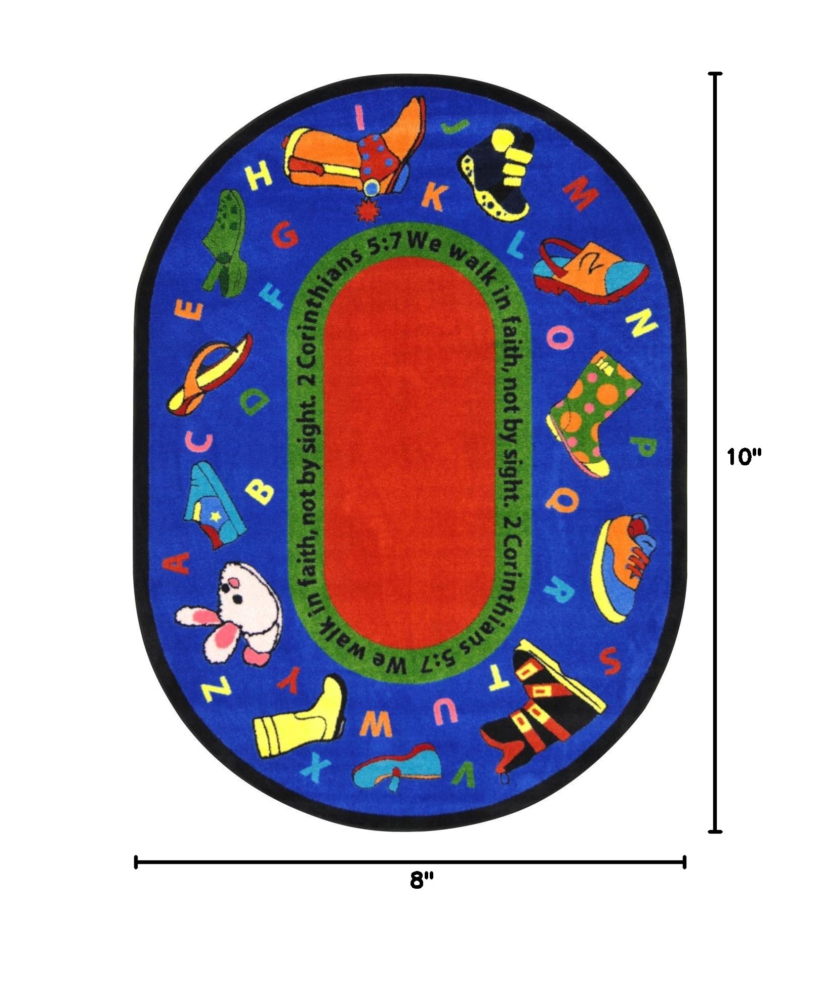 Inspirational Christian Area Rugs for Kids Room - Walk in Faith Design Non-Slip Nursery Rug - Perfect for Bedroom, Playroom & Sunday School Decor