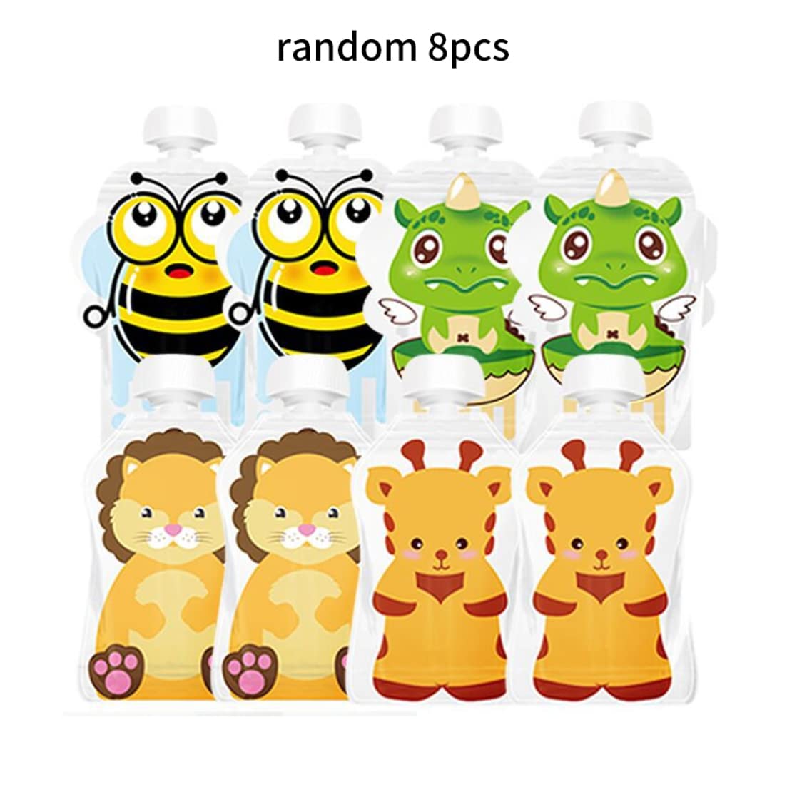 Reusable Baby Food Pouches - 8 Pack Refillable Squeeze Pouch for Toddlers | BPA-Free, Leak-Proof Food Storage Bags | Perfect for Homemade Puree, Snacks & On-the-Go Feeding (Random Colors)