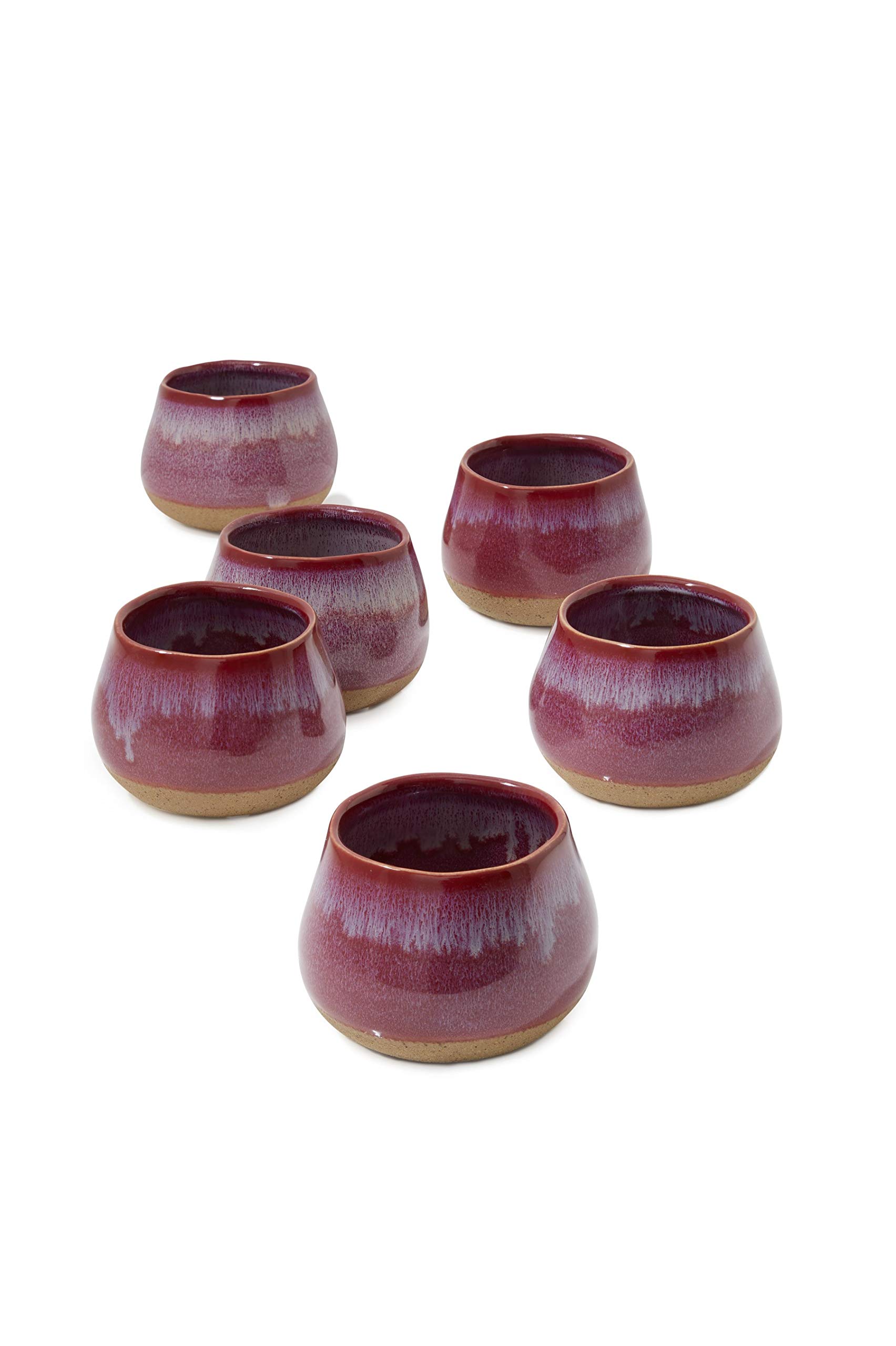Set of 6 Red Ceramic Flower Vases - 3