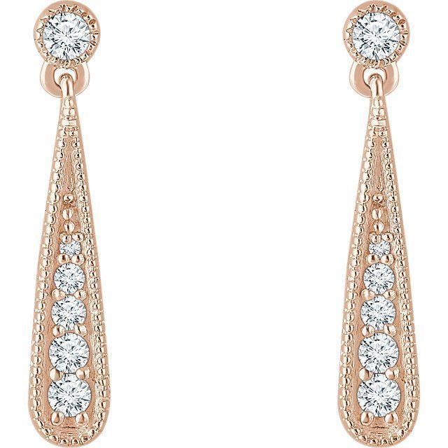 14KT Gold 1/6 CTW Diamond Teardrop Earrings for Women - Elegant Dangle Drop Earrings for Wedding, Party & Special Occasions