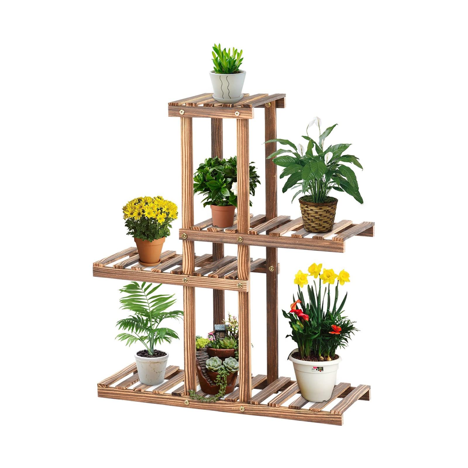 Soloven 9-Tier Bamboo Plant Stand - Tall Wooden Shelf for Indoor & Outdoor Use - Perfect for Living Room, Patio, Balcony, Garden - Hanging Corner Plant Display for Home Decor