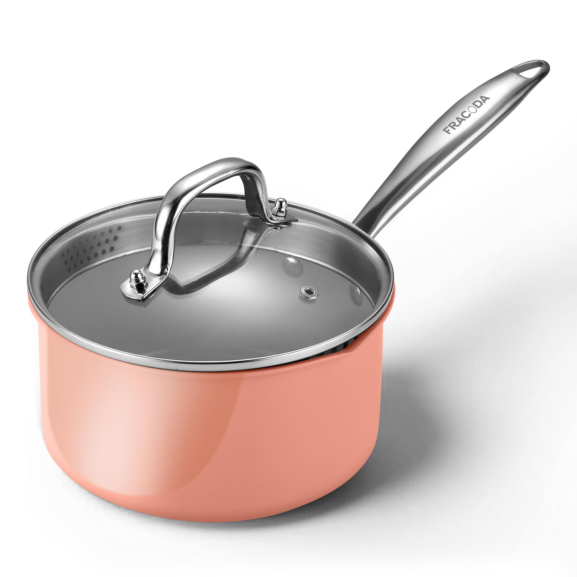 2 qt Nonstick Sauce Pan with Lid - Ceramic Coating Small Cooking Pot, PTFE & PFOA Free, Oven & Stovetop Safe (Gas, Electric, Induction) - Perfect for Sauces, Soups, and Everyday Cooking - Perracotta