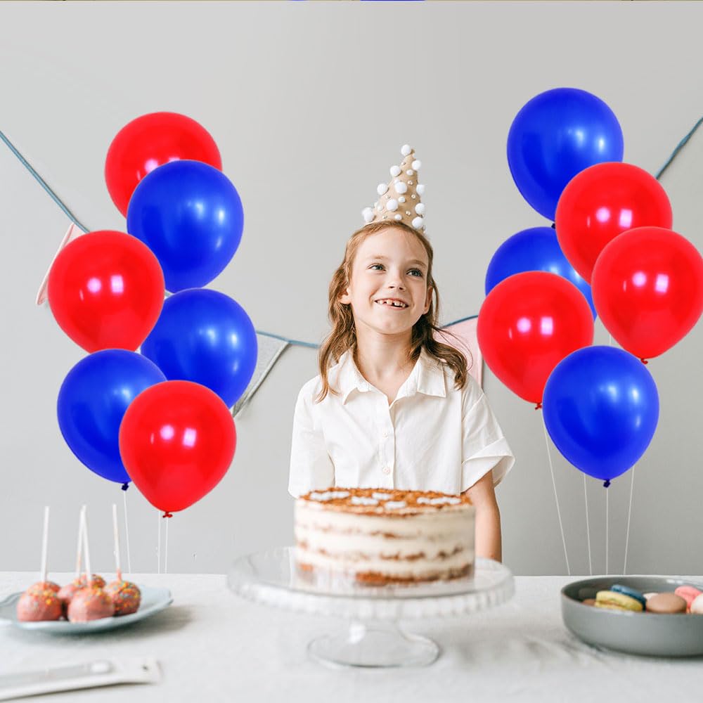 100pcs 12 Inch Blue & Red Latex Balloons - Patriotic Party Decorations for 4th of July, Memorial Day, Labor Day, USA Flag Day Celebrations - Perfect for Independence Day Parties, Backyard BBQs, and Patriotic Events