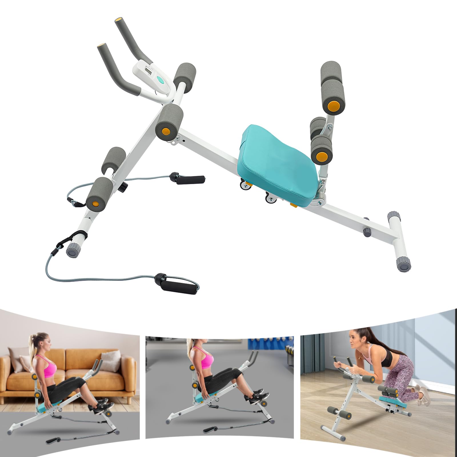 Foldable Multi-Workout Ab Machine - Adjustable Abdominal Cruncher & Sit Up Bench with LCD Display - Core Exercise Equipment for Home Gym - Perfect for Abs Workout, Strength Training & Full Body Fitness at Home