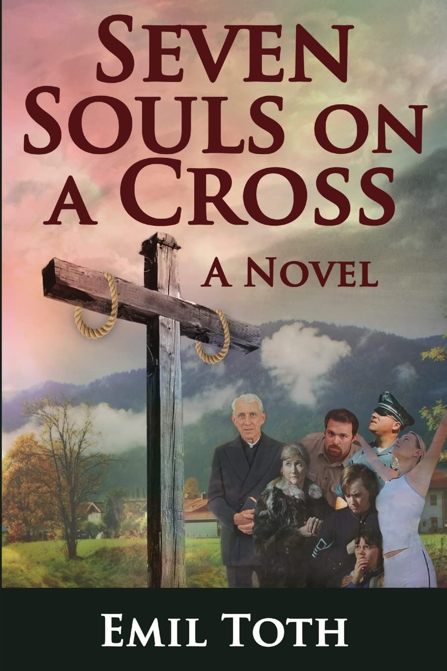 Seven Souls on a Cross - Gothic Wall Art Decor for Home & Church - Perfect for Halloween, Dark Aesthetic & Religious Decorations